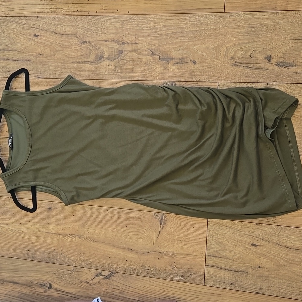 Green BTFBM Women 2025 Summer Sleeveless Tank Dresses Crew Neck Slim Fit Short M